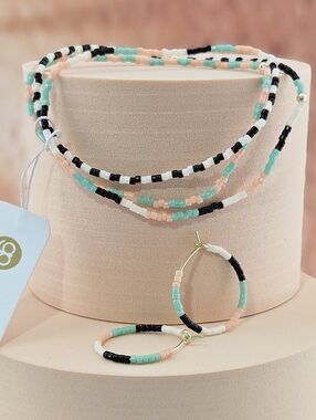 BUNDLE Gorjana Palm Desert Stripe Bracelets & Hoop Earrings Multi Boho Bohemian